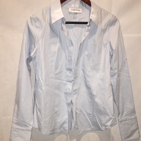 Calvin Klein Non Iron Shirt | Light Blue Long Sleeve Top | Size SP - Picture 1 of 6